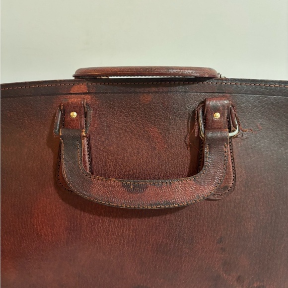 Vintage Elegant Brown Leather Briefcase work travel bag - Picture 3 of 6